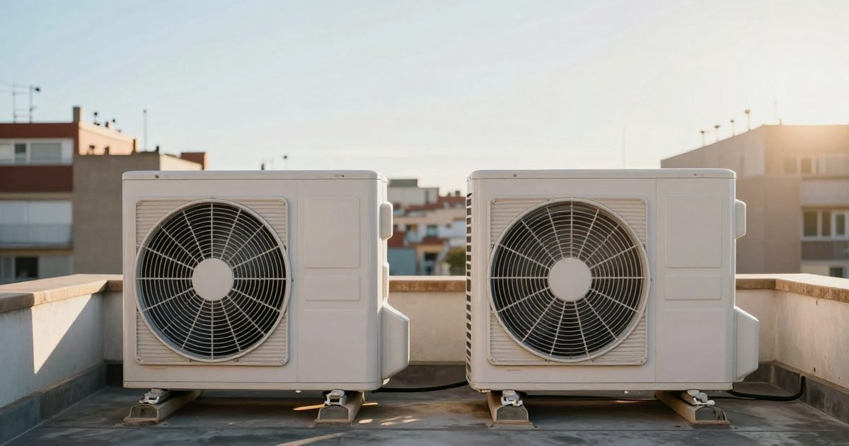 Sala de calderas de gasóleo junto a una bomba de calor nueva