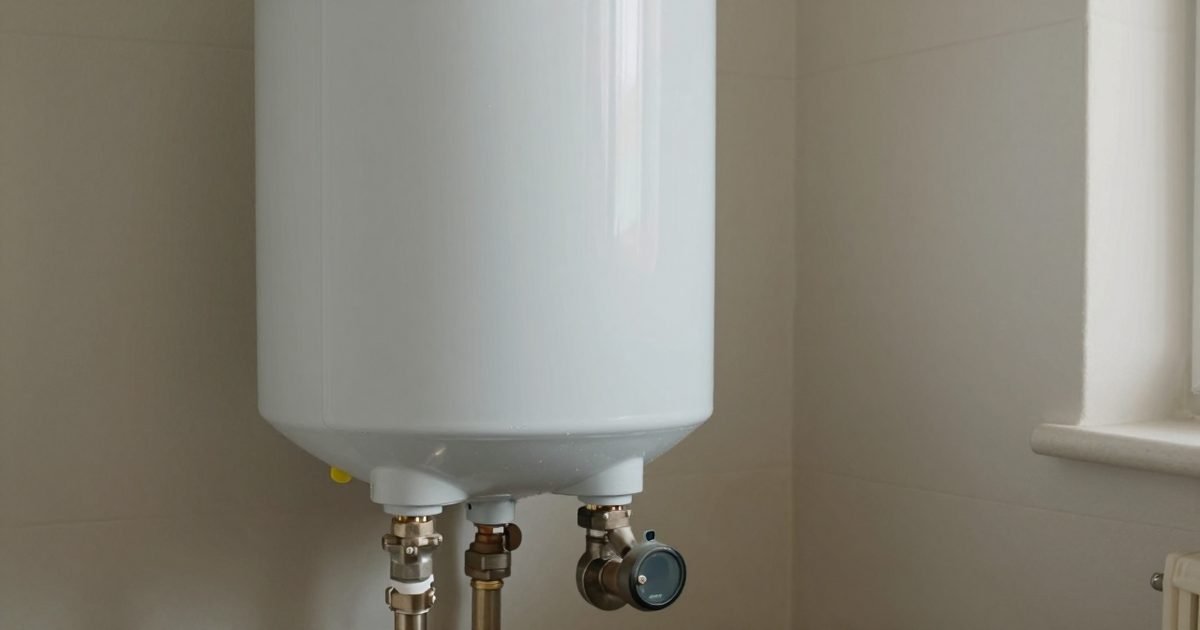 Depósito de agua caliente junto al módulo hidráulico de la aerotermia
