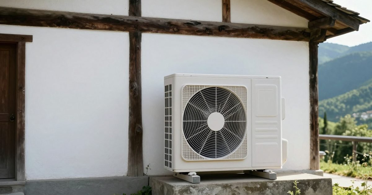 Caserío vasco con una unidad de aerotermia