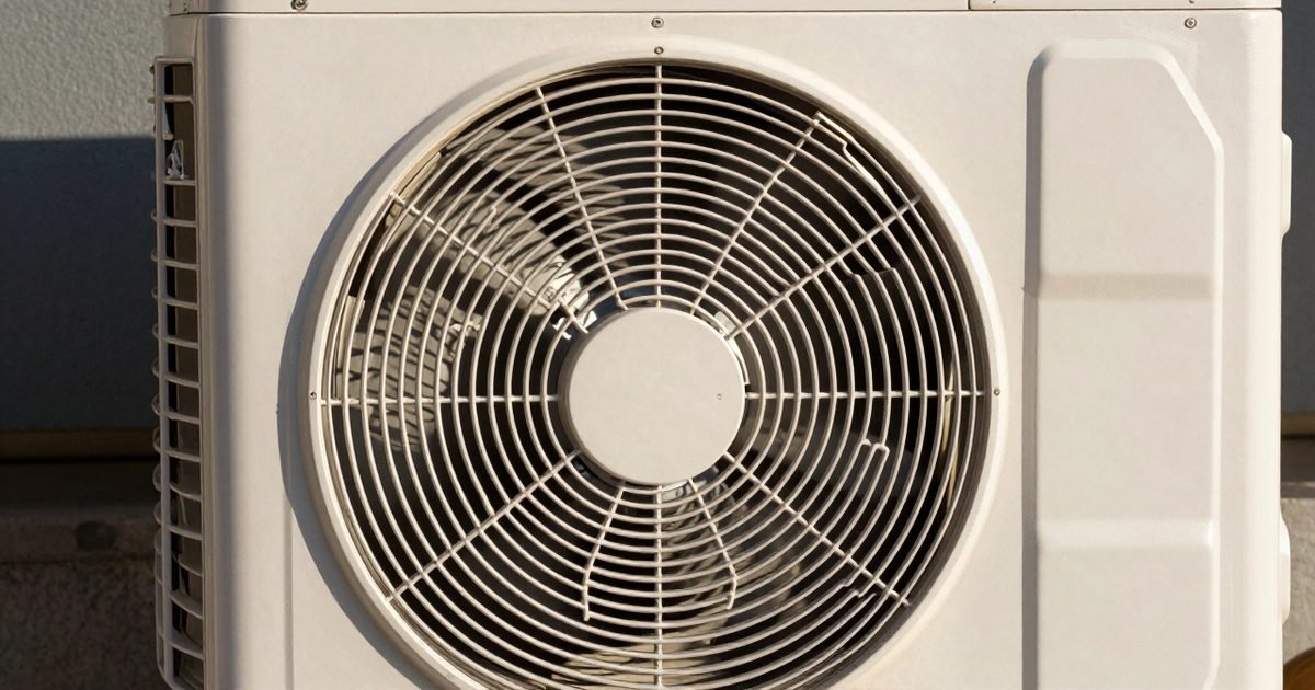 Detalle de la rejilla y las aletas de una bomba de calor