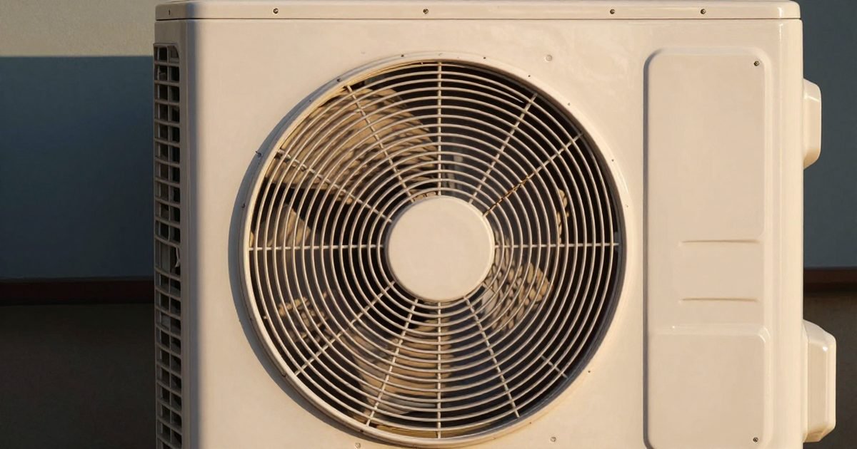 Primer plano del ventilador de una bomba de calor