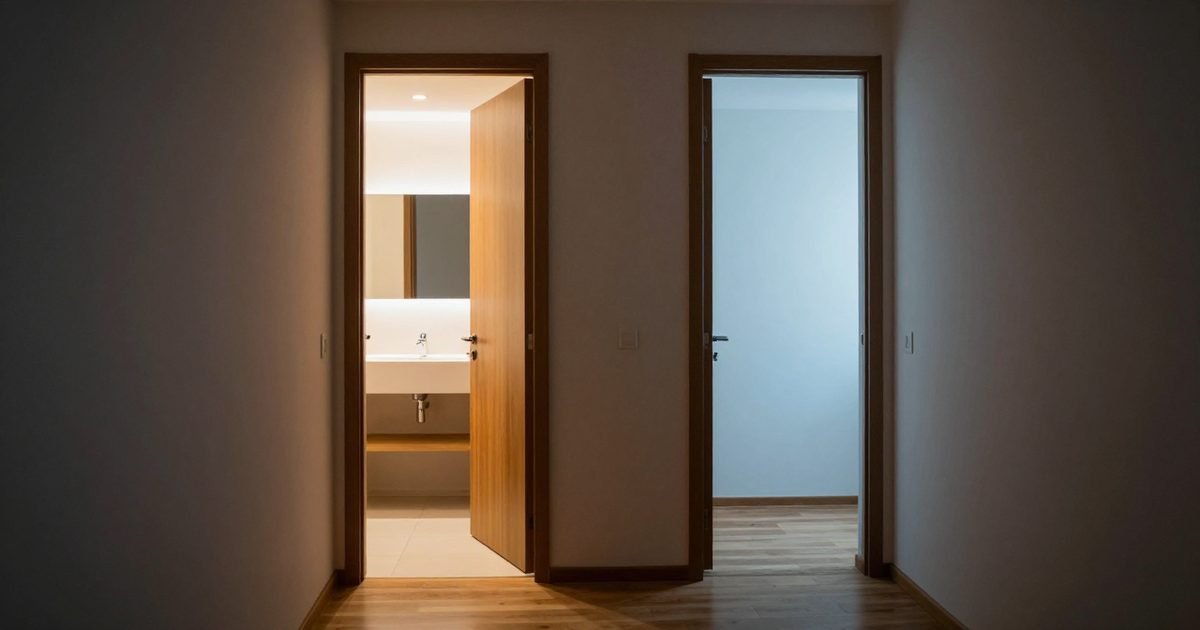 Pasillo de una casa con estancias a distinta temperatura